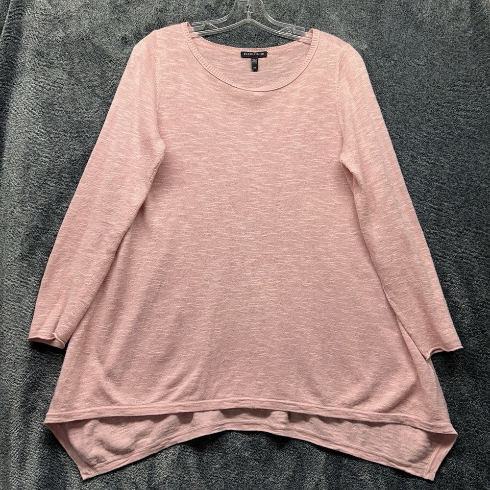 Eileen Fisher Womens Size S Pink 3/4 Sleeve Linen Cotton Blouse Top (J11)